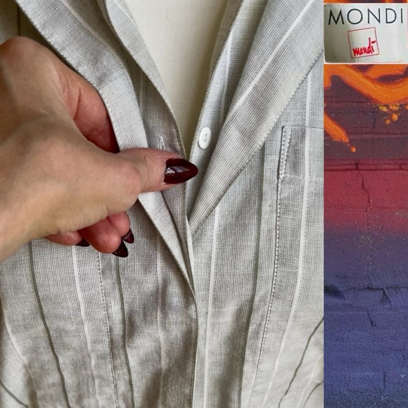 Mondi Women's Light Gray Striped button-down shirt - Picture 5 of 10